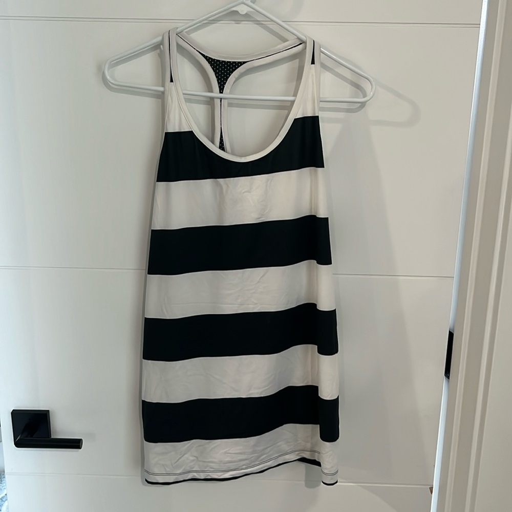 Nike black and whit stripe tank top